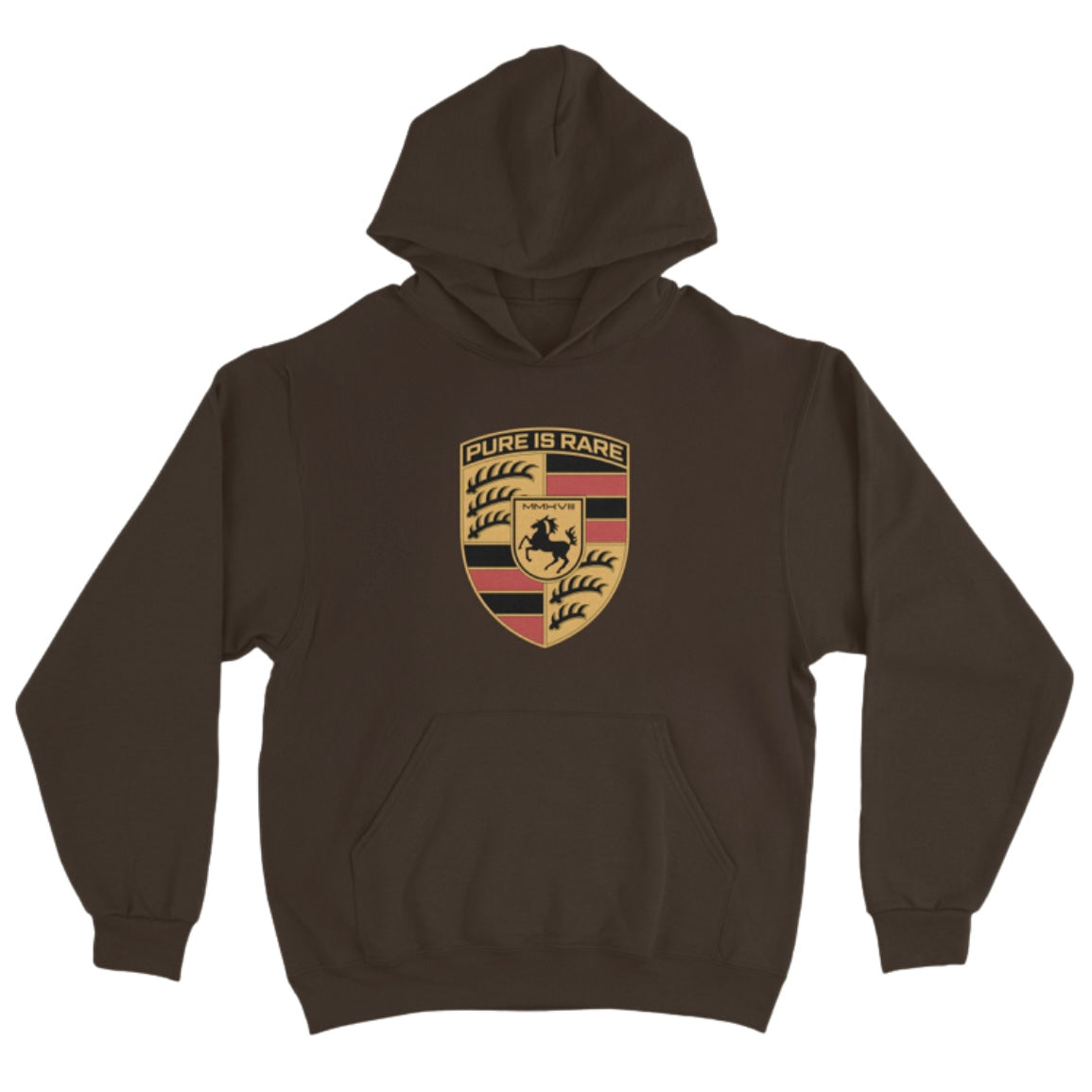 PURE IS RARE "PORSCHE" HOODIE - DARK BROWN