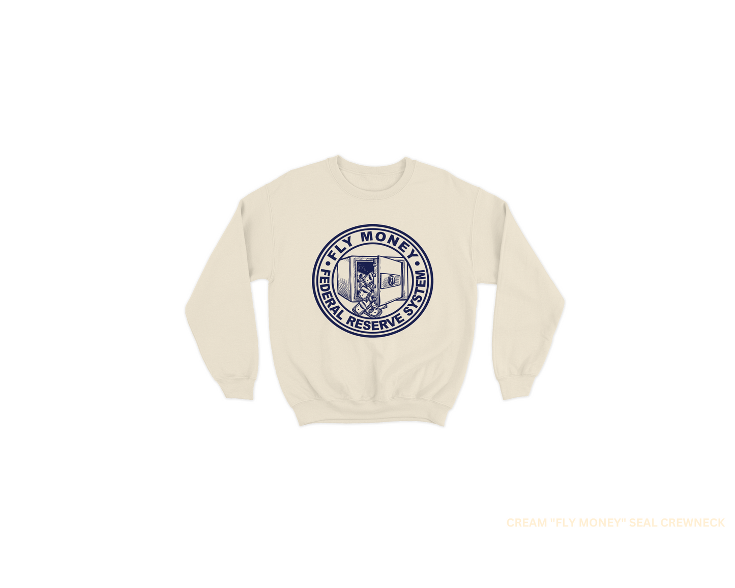 "FLY MONEY SEAL" CREWNECK PULLOVER - CREAM