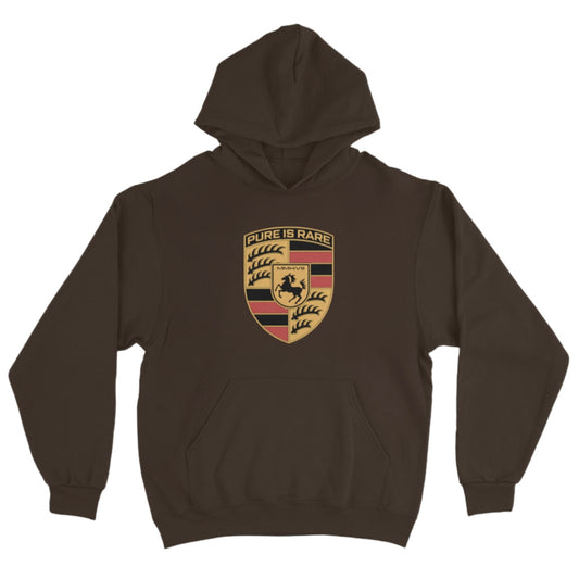 PURE IS RARE "PORSCHE" HOODIE - DARK BROWN