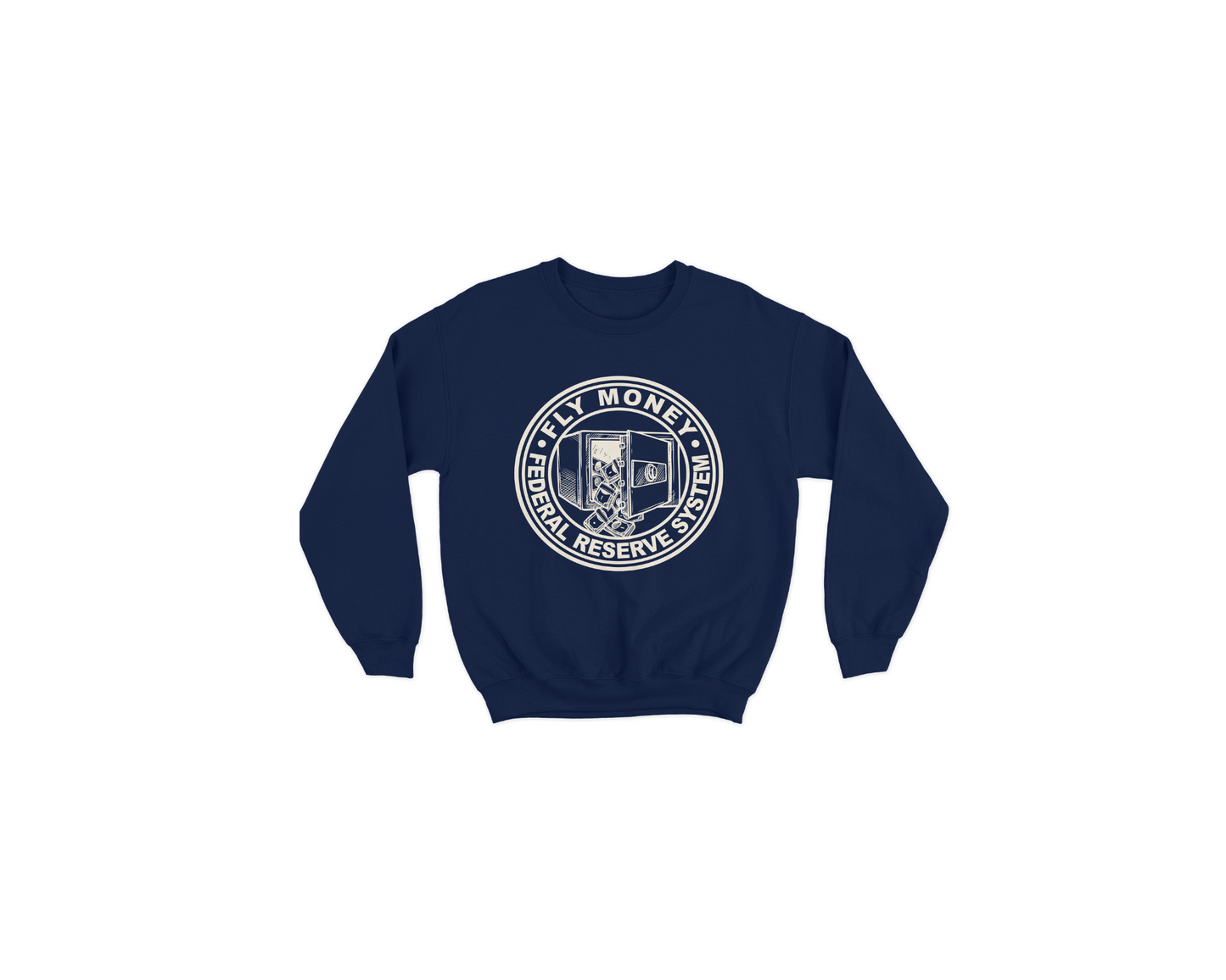 "FLY MONEY SEAL" CREW NECK PULLOVER - NAVY/CREAM