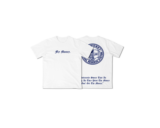 "FLY MONEY SEAL" TEE - WHITE/NAVY