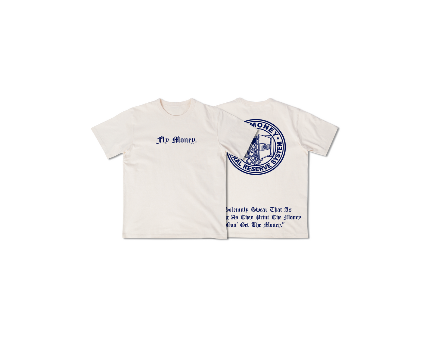 "FLY MONEY SEAL" TEE - CREAM/NAVY