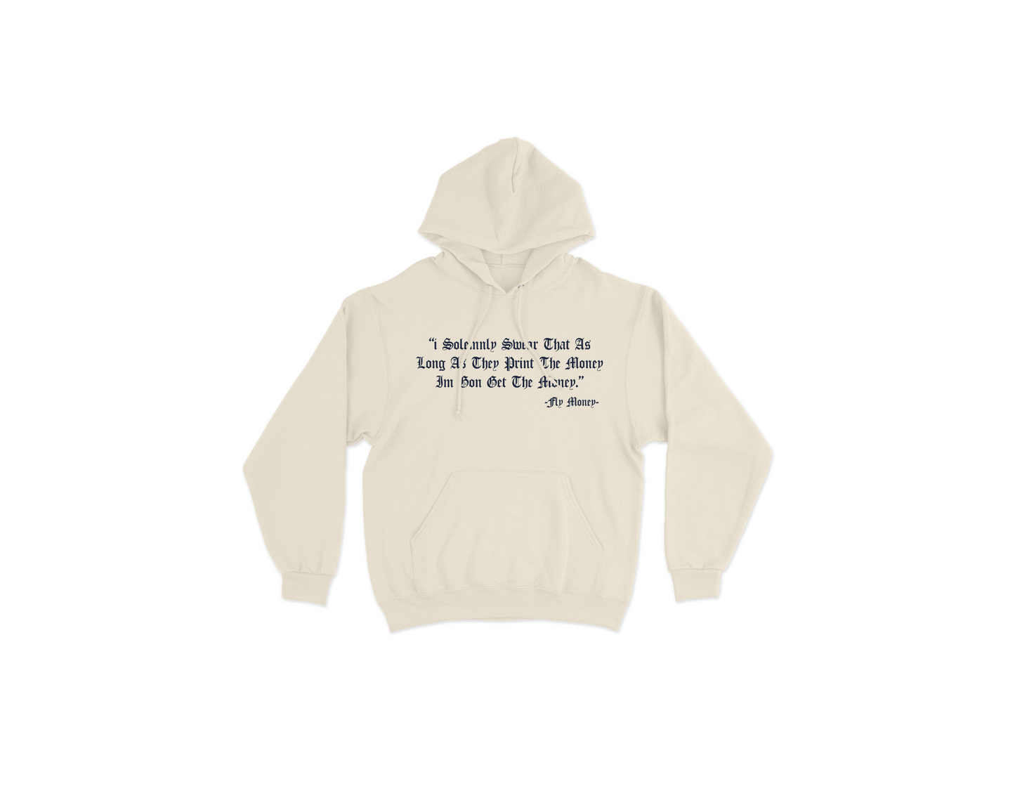 "FLY MONEY OATH" HOODIE - CREAM/NAVY