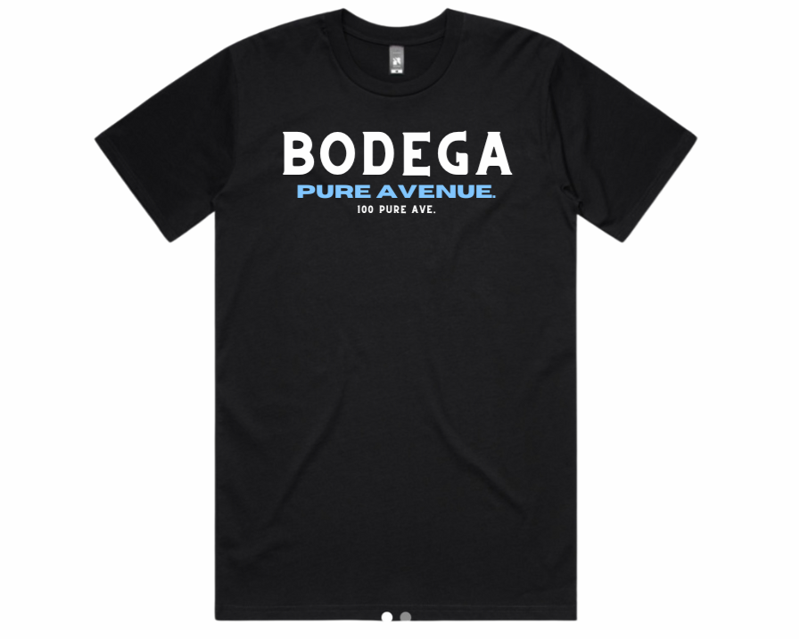 “PURE AVENUE BODEGA” TEE - BLACK