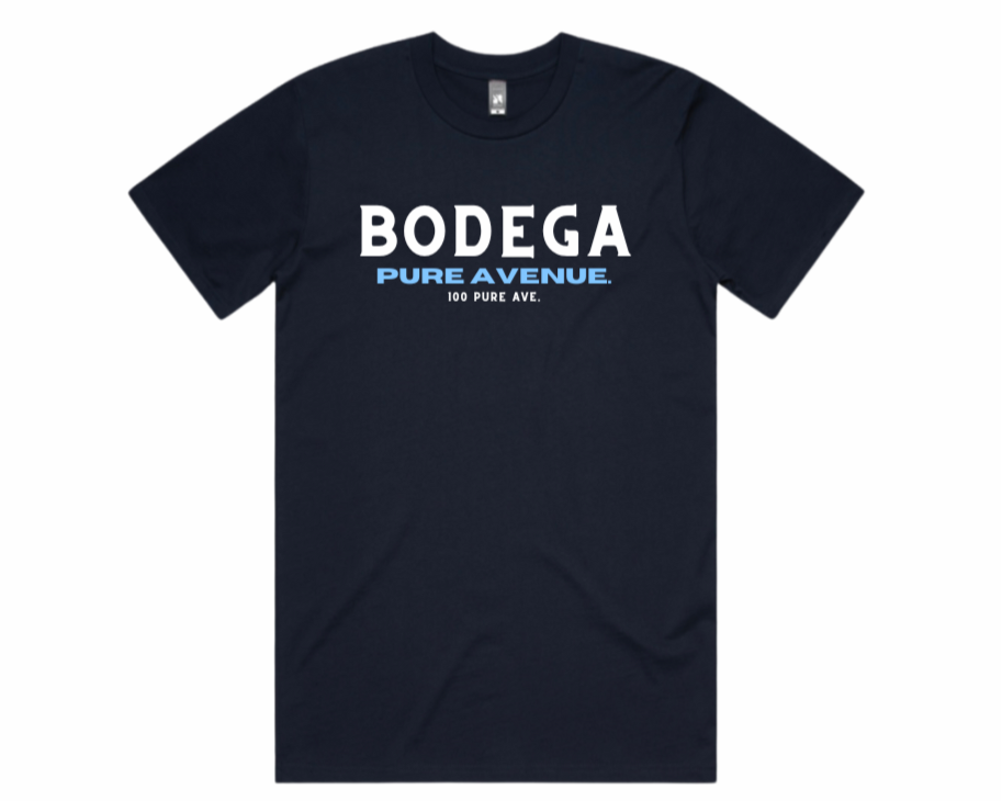 “PURE AVENUE BODEGA” TEE- NAVY