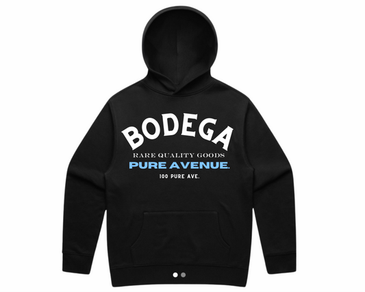 “PURE AVENUE BODEGA” HOODIE- BLACK